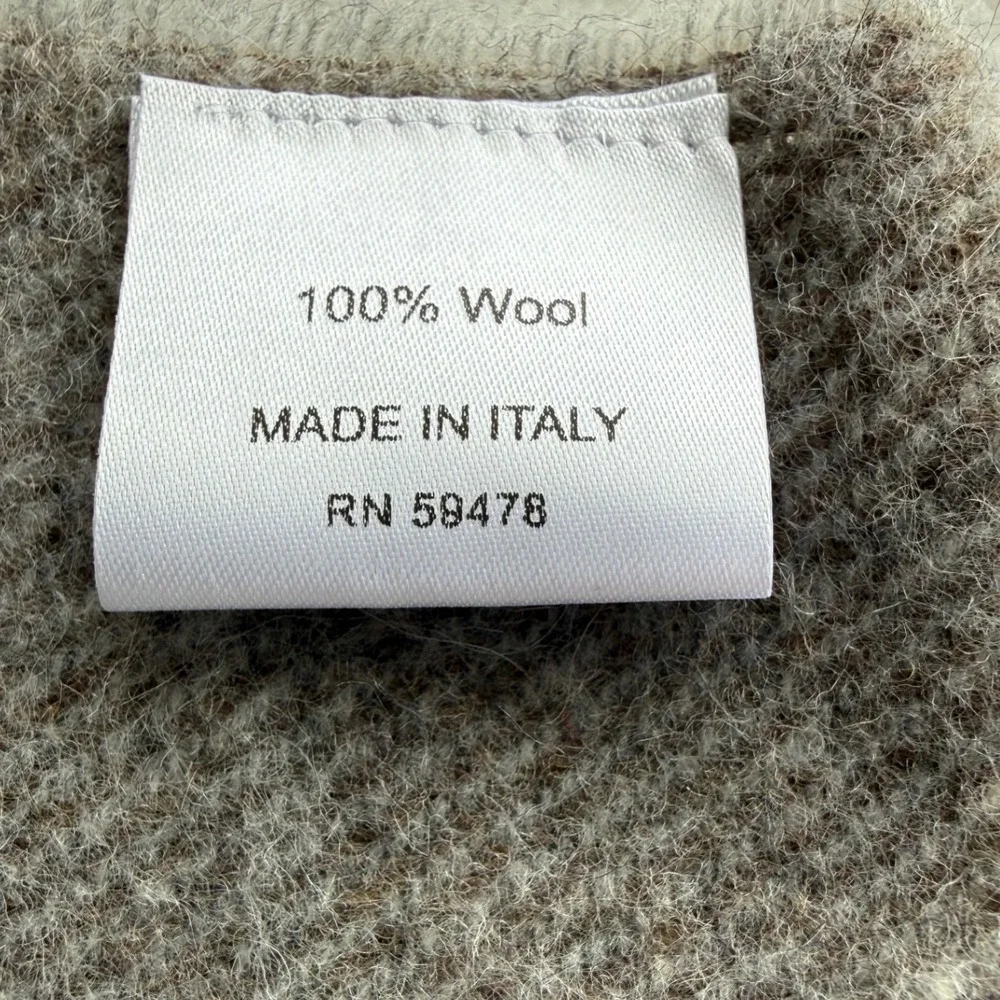 NWT Italian Woolen Treasures 100% Wool Scarf Gray Red Stripes Fringe Unisex‎